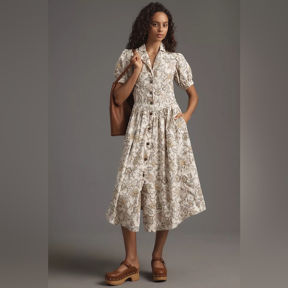 Pilcro Cream Floral Dress